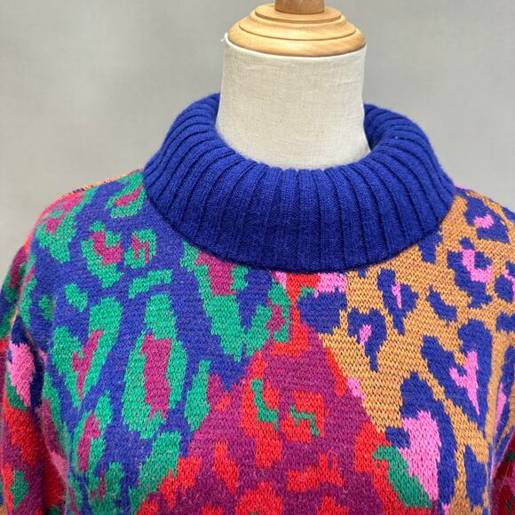 Farm Rio Mixed Leopard Pop Sweater Dress Size Medium - Picture 15 of 16